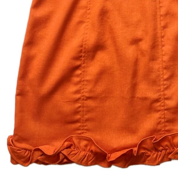 NEW KENDALL + KYLIE Linen Blend Off The Shoulder Ruffle Tangerine Dress, Sz 4-6 - Picture 7 of 15